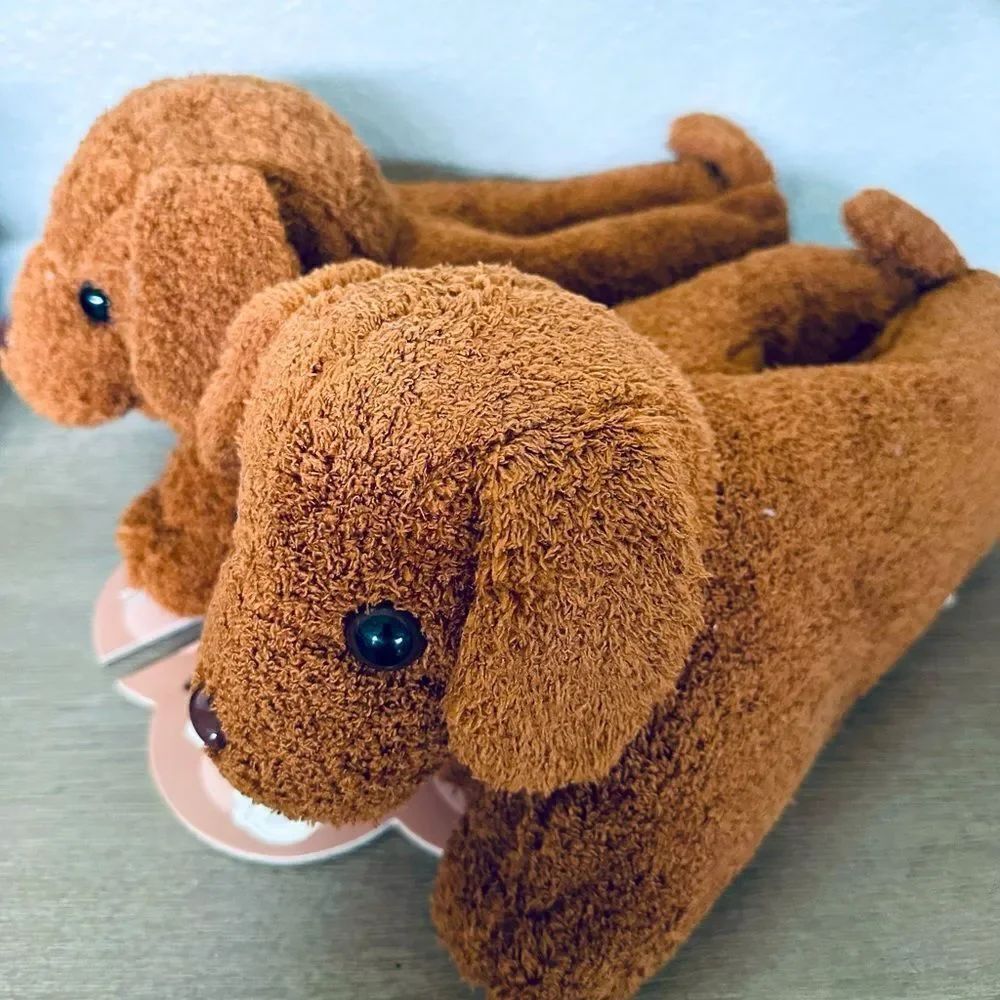 Dachshund Dog Plush Memory Foam Slippers House Shoes XL
